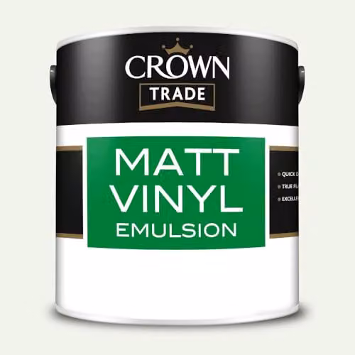 Crown Trade Matt Vinyl Dispersion Paint in White, 2.5 l – 2