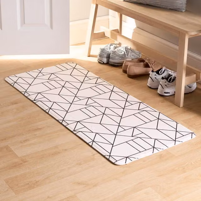 OHS Mason Geometric Anti-Slip Rectangular Runner in Yellow and White