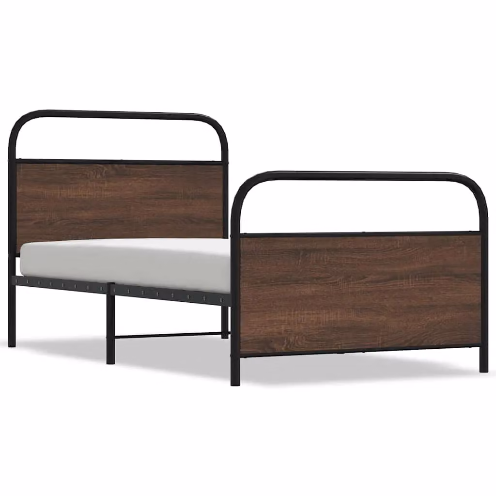 Berkfield Home Brown Oak Bed Frame W/D/H: 100 x 190 cm – 2