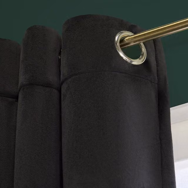 OHS Black Thermal Velvet Eyelet Curtains