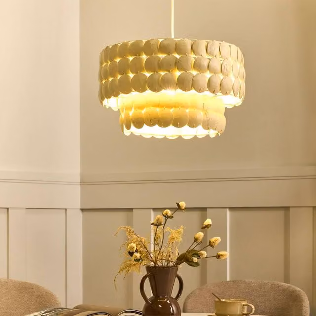 Wyld and Coco Beige Coconut Shell Boho Pendant Light – 1