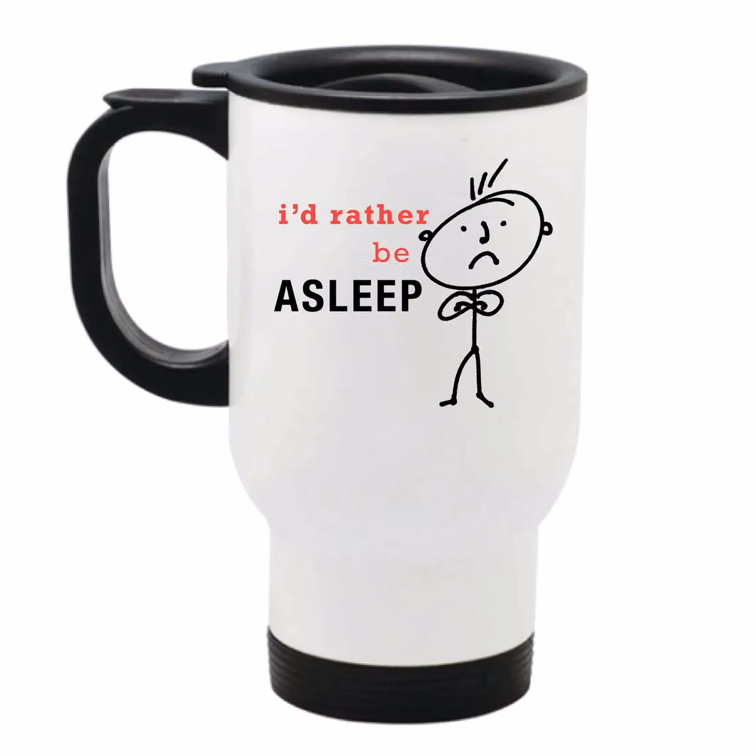 60 SECOND MAKEOVER Men's I'd Rather Be Asleep Metal Travel Mug in White – 2