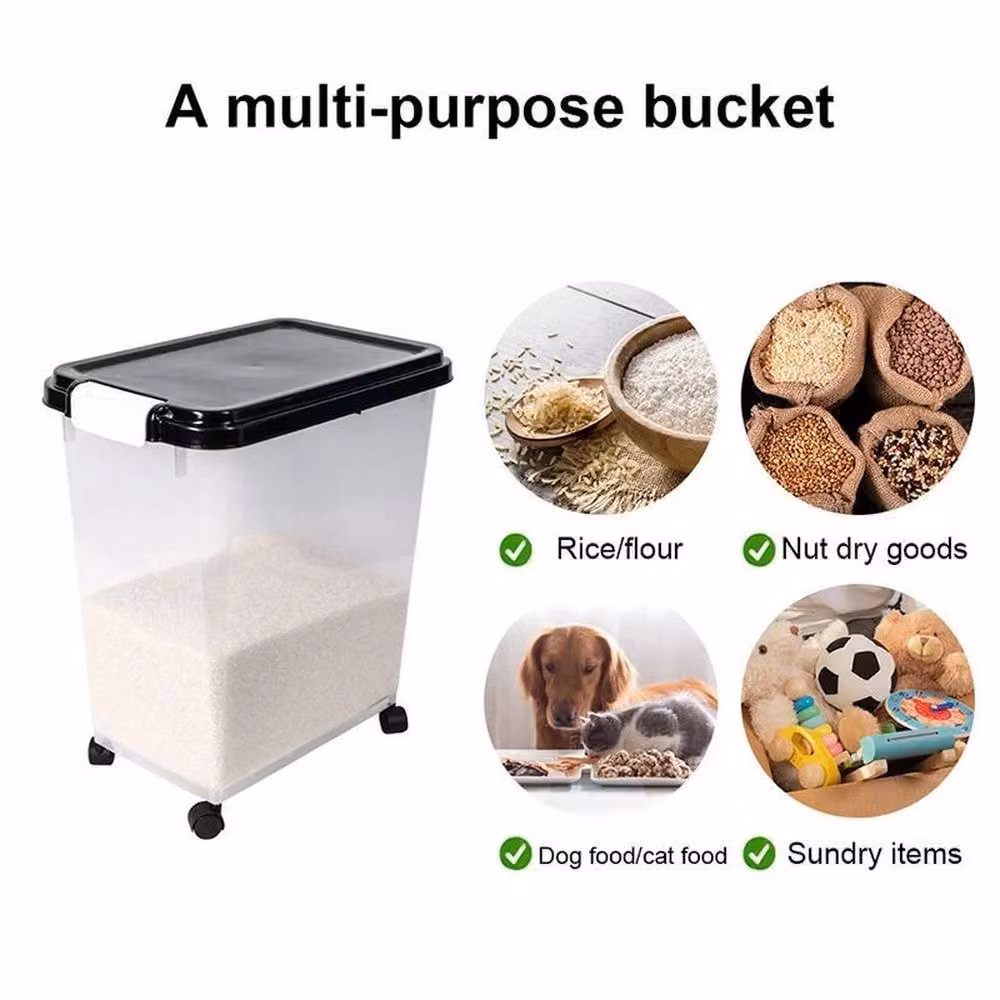 NESTLUNE Airtight Wheeled Plastic Pet Food Storage Bin, 15 kg, Black – 2