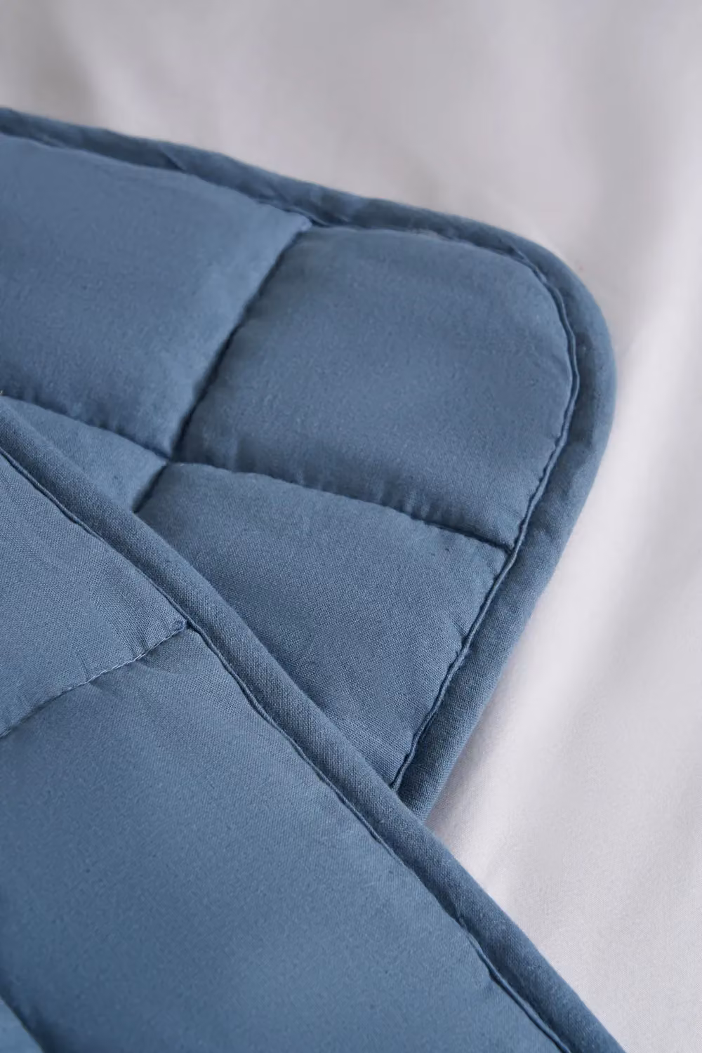 BHS Blue and Sand Square Stitch Quilted Bedspread – 2