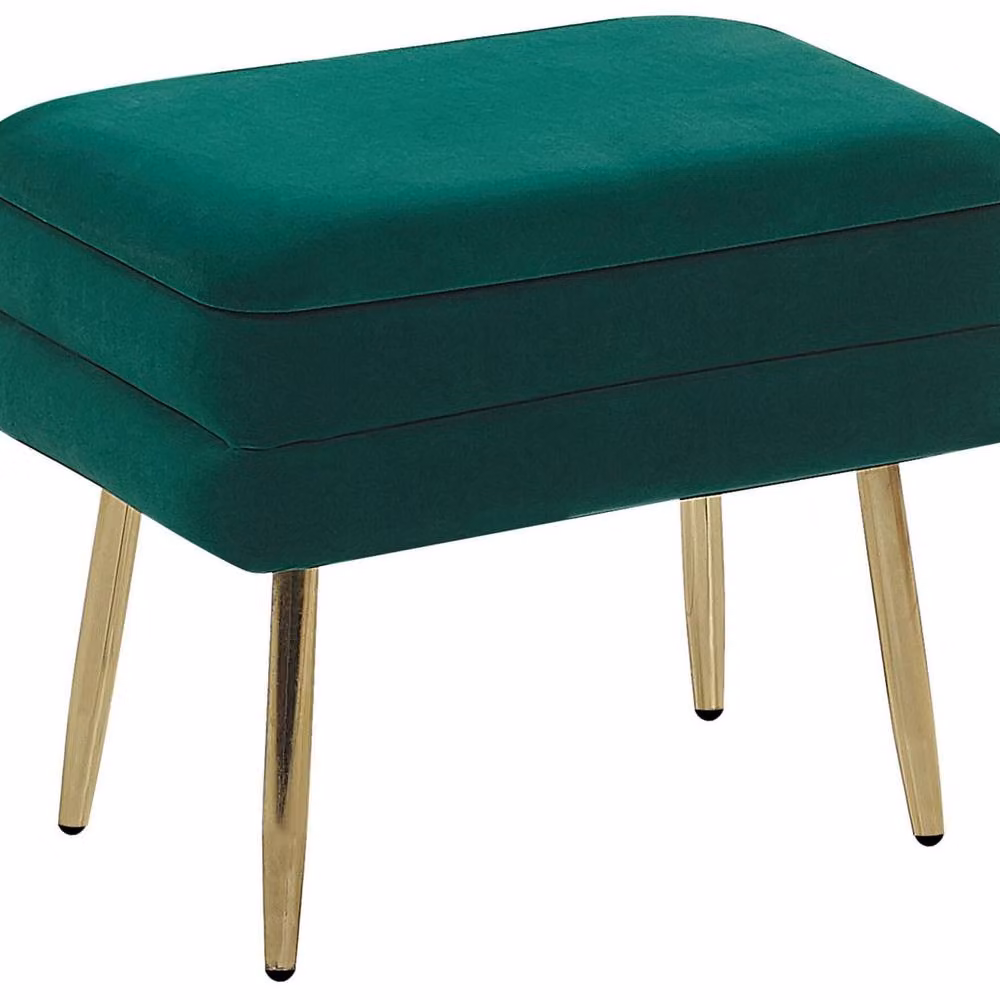 Wyld and Coco Dark Green Velvet Storage Bench with Gold Metal Legs – 2