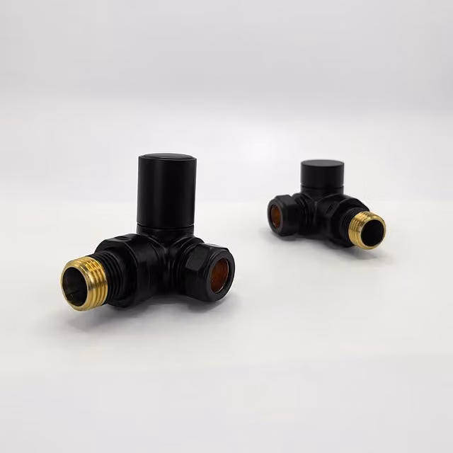Lux Heat Black Round Manual Corner Valve Set
