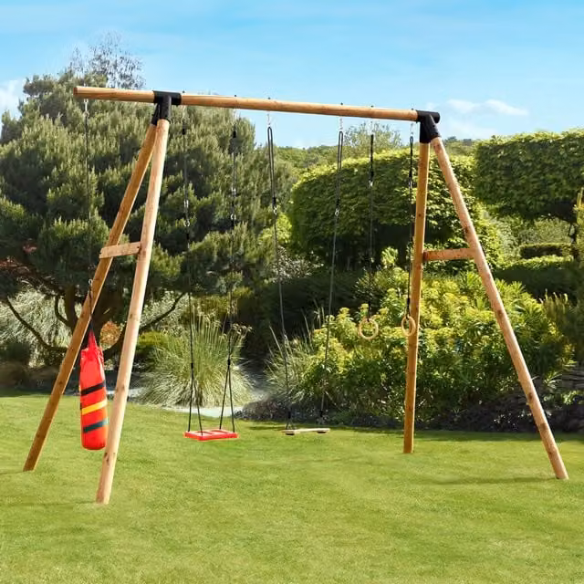 Soulet Galdar Wooden Swing Set with Punch Bag in Brown