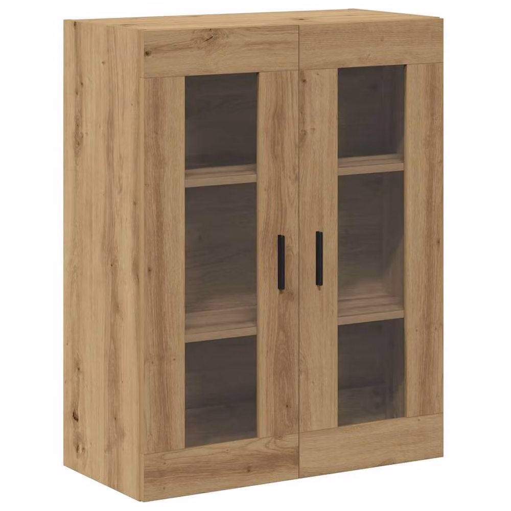 Berkfield Home Artisan Oak Wall Mounted Cabinet with Glass Doors in Brown, W: 69.5 cm, D: 34 cm, H: 90 cm – 2