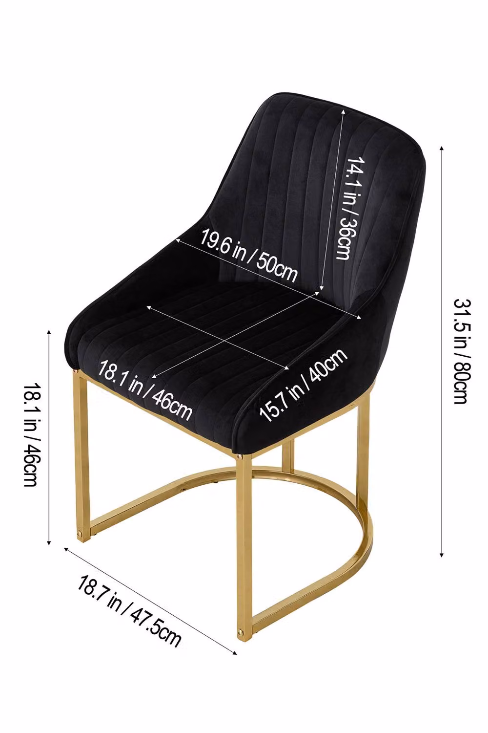 Garden Sanctuary Set of 2 Modern Black Velvet Upholstered Dining Chairs with Metal Cantilever Base – 4