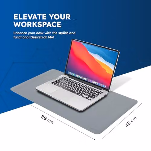 Desiretech Reversible PU Leather Desk Mat, Waterproof, Grey and Silver, W: 80 cm x D: 40 cm – 2