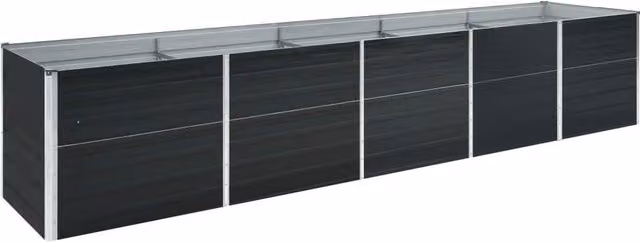 Berkfield Home Garden Galvanised Steel Raised Bed in Anthracite Black, W: 400 cm, D: 80 cm, H: 45 cm