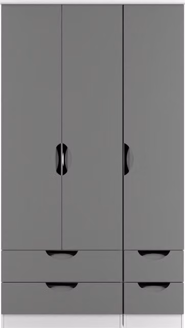 2 U Holborn Ready Assembled Tall Triple Wardrobe with 2 Drawers in Dark Grey – 1