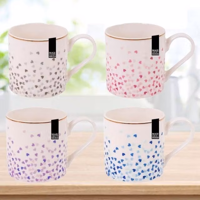 Mad About Mugs Set of 4 White Bone China Mugs