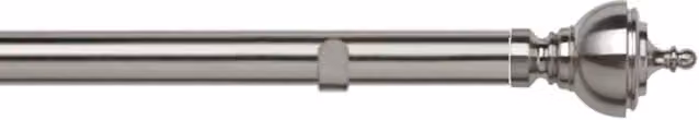 New Edge Blinds Silver Metal Eyelet Curtain Pole Set with Vienna Finials, Width: 390 cm – 1