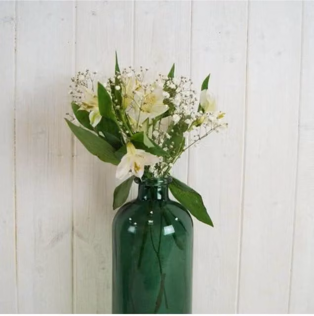 KDMD Green Glass Tabletop Vase, Height: 34 cm