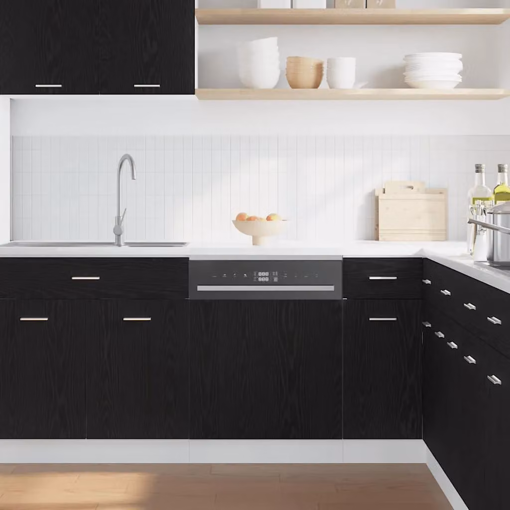 Berkfield Home Dishwasher Panel Lyon Black Oak, W/D/H: 60 x 1.5 x 67 cm, Engineered Wood – 2