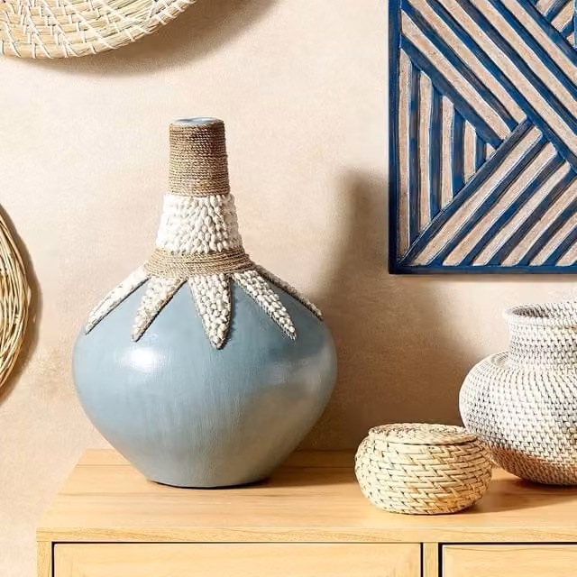 Wyld and Coco Blue Ceramic Boho Tabletop Vase – 1