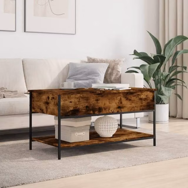 Berkfield Home Smoked Oak Decorative Coffee Table in Brown, W/D/H: 100 x 50 x 50 cm – 1