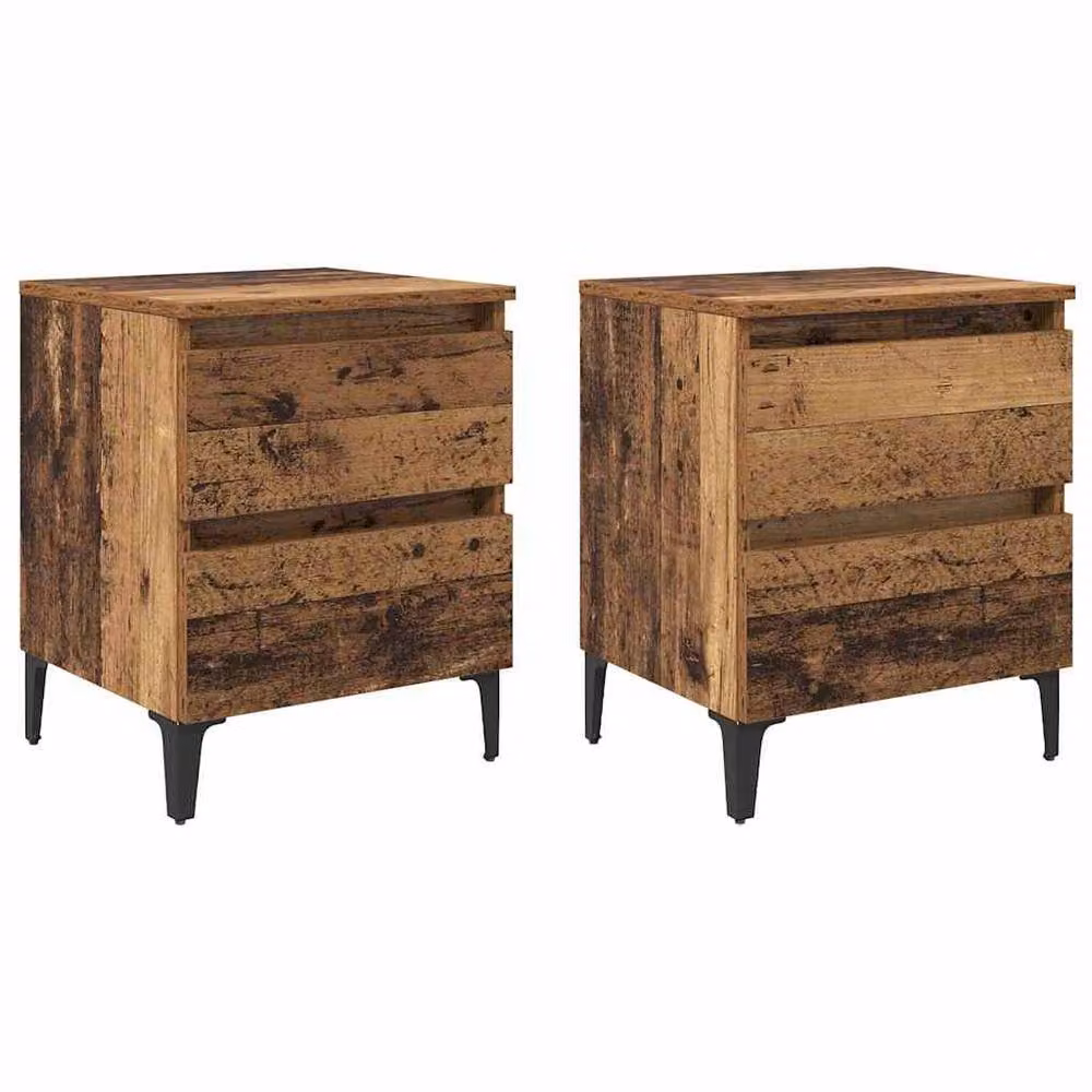 Berkfield Home Set of 2 Stylish Bedside Cabinets in Old Wood Brown, W/D/H: 40 x 35 x 50 cm – 3