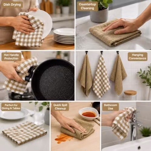 Casabella Pack of 6 Beige Cotton Terry Towelling Kitchen Tea Towels – 3