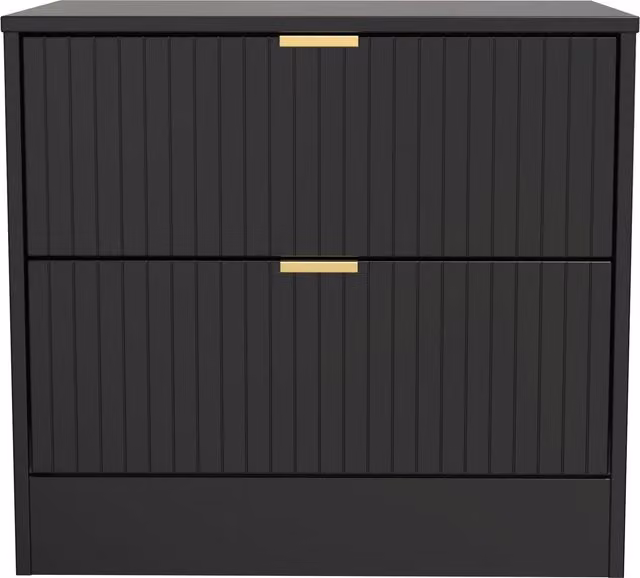 Ready Assembled 2 U Denver 2 Drawer Side Table in True Black