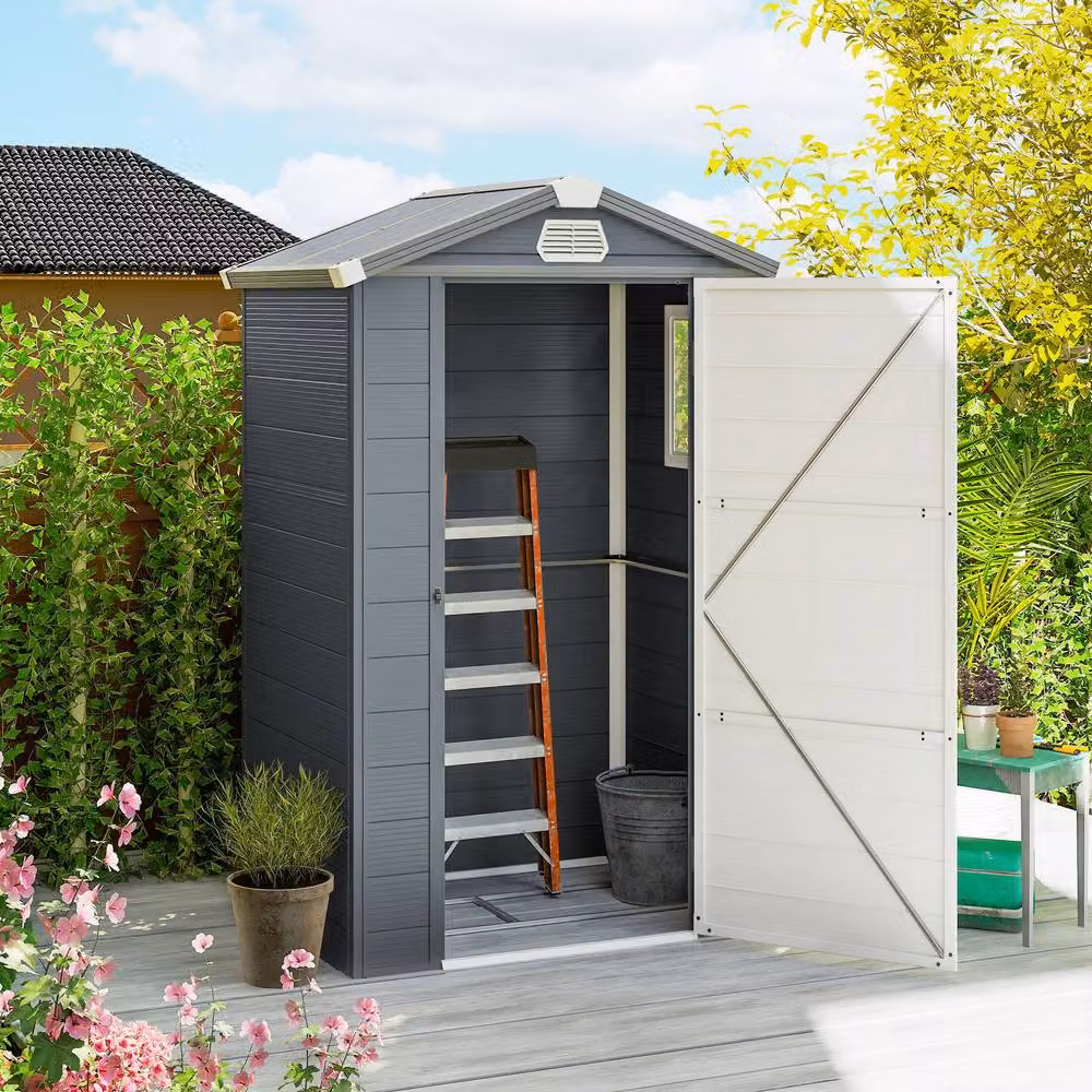 Rolipo Grey Plastic Garden Shed with Aluminium Frame – 3