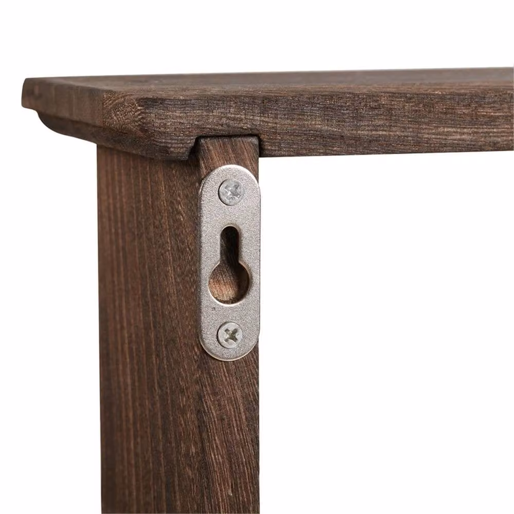 Nordara Rustic Brown Wood Wall Mounted Kitchen Spice Rack Shelves W/D/H: 60 x 53 x 10 cm – 4