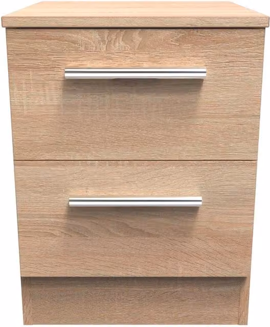 Ready Assembled 2 U Trent 2 Drawer Bedside Cabinet in Light Oak