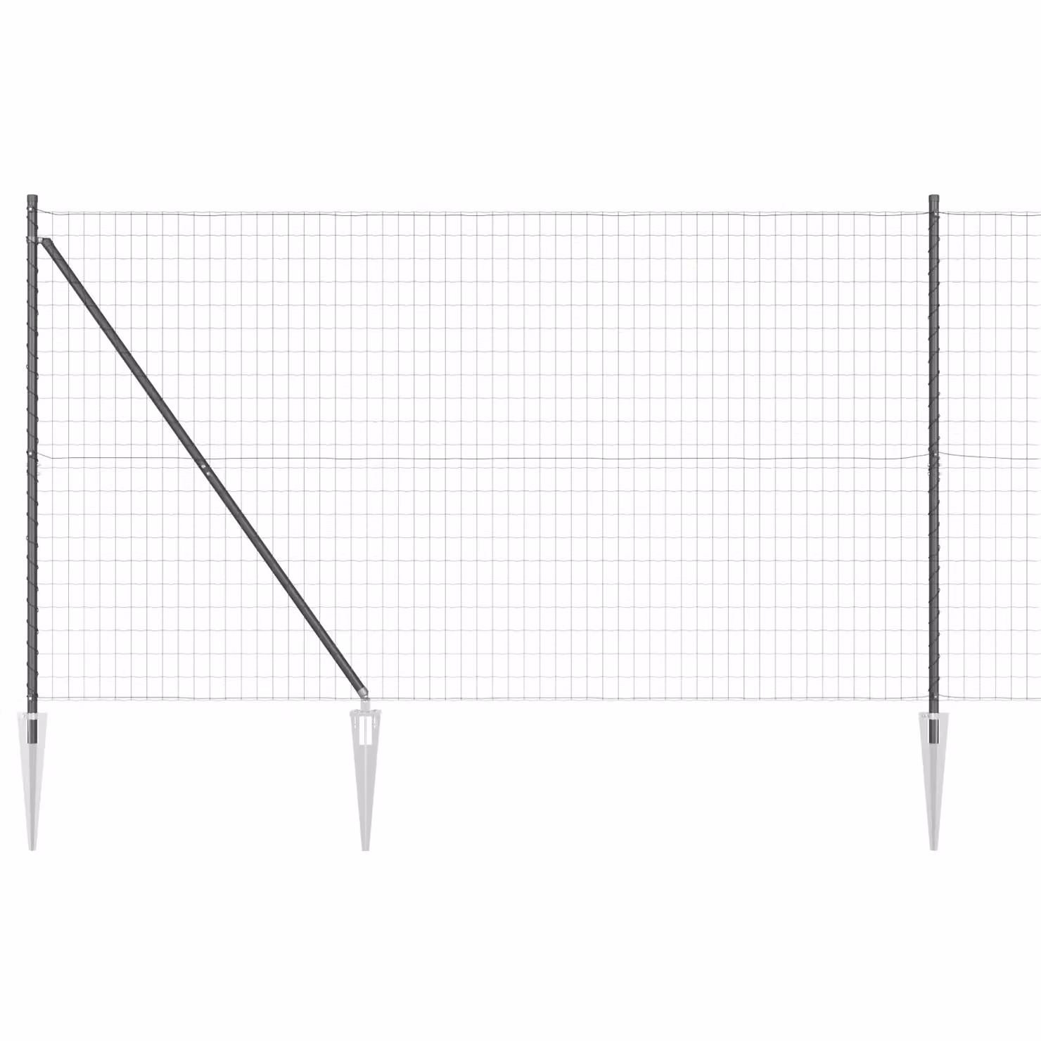 Berkfield Home Euro Fence with 7 Spike Posts, Galvanised Steel, Grey and Silver, W: 10 m, H: 1.5 m – 2