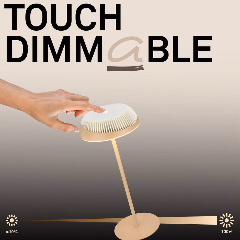 Briloner Alusta Rechargeable LED Table Lamp, Beige Off-White, H 32 cm x W 14 cm, Dimmable Touch Control, IP44 Rated – 4