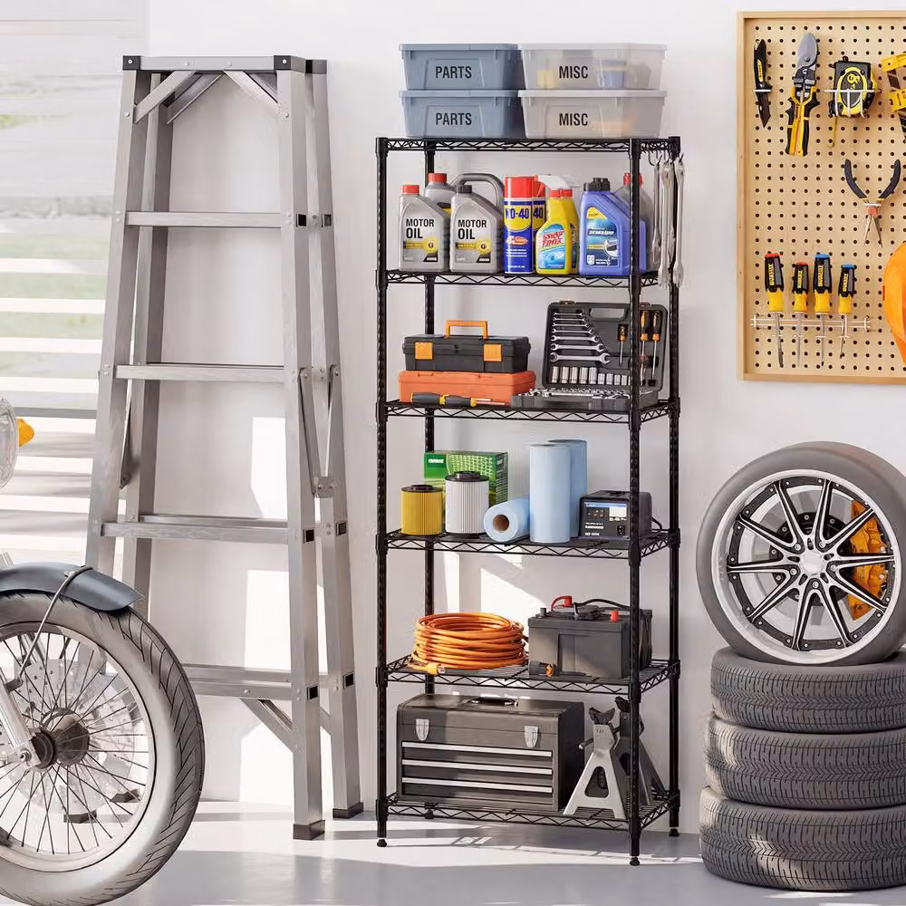 Costway 6-Tier Adjustable Metal Wire Shelving Unit in Matt Black – 4