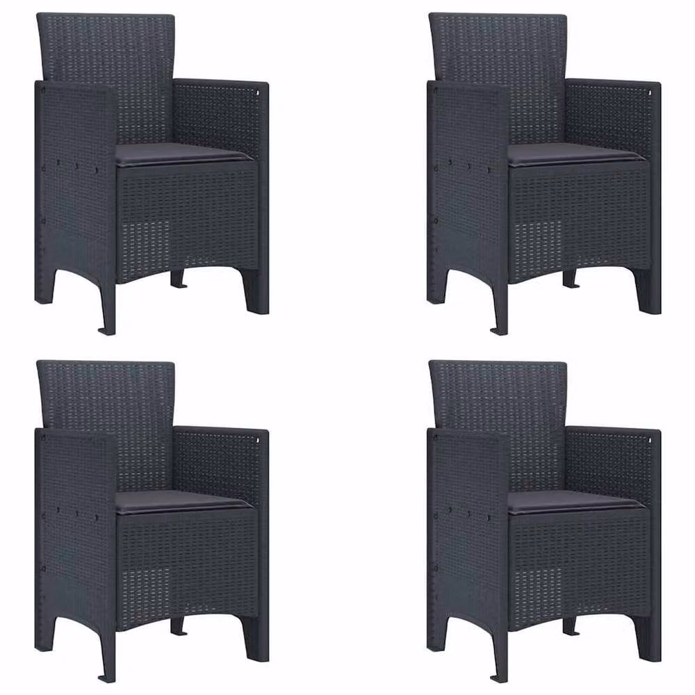 Berkfield Home Modern 5 Piece Garden Dining Set with Cushions in Anthracite Grey Poly Rattan – 4