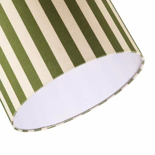 Happy Homewares Modern Green and Beige Linen Striped Cylinder Drum Lamp Shade with Fabric Inner Lining, W/D/H: 30 x 30 x 20 cm – 2