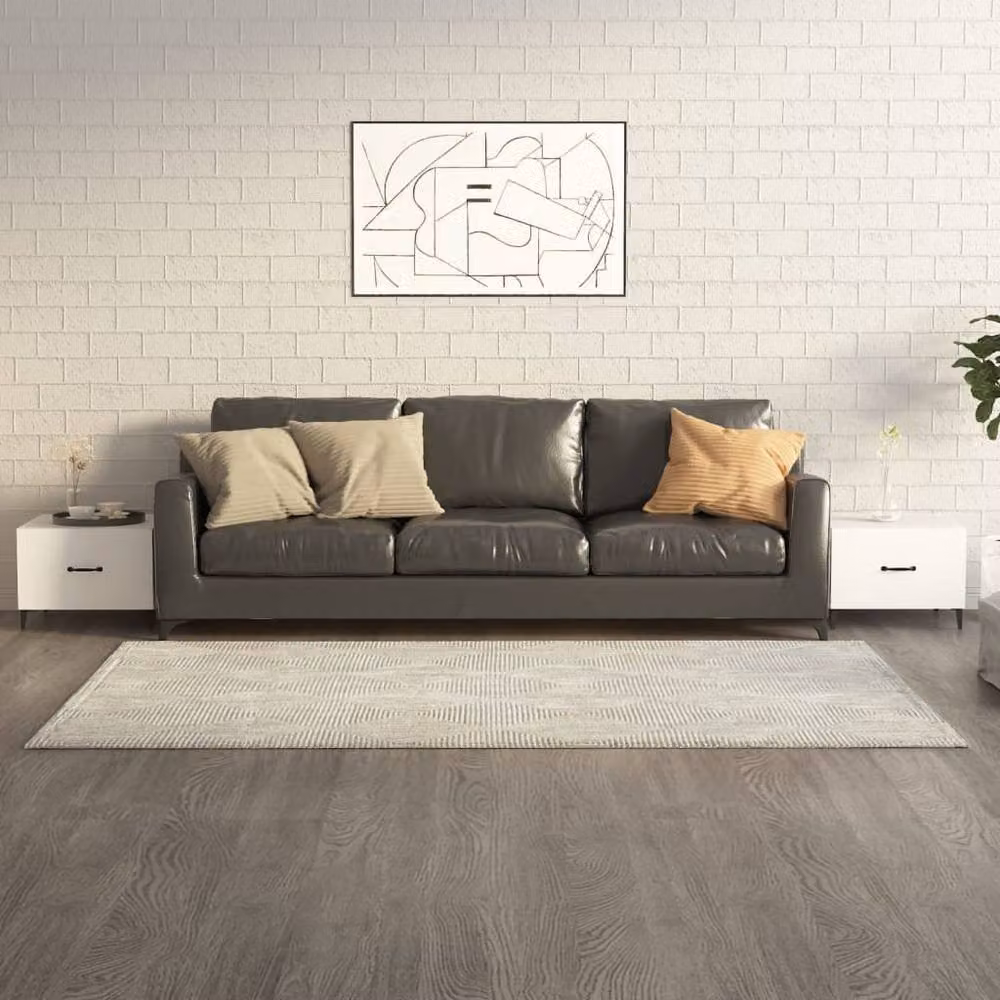 Berkfield Home Set of 2 White Square Coffee Tables with Metal Legs, W/D/H: 50 x 50 x 40 cm – 2