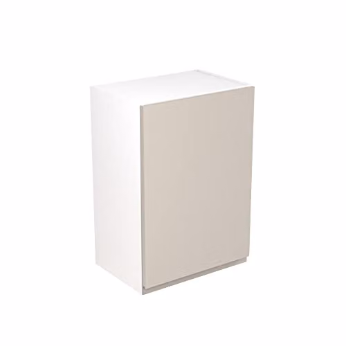 KITCHEN KIT Flatpack Bridging Wall Cabinet in Light Grey Matt with J-Pull Doors, W: 50 cm, H: 72 cm