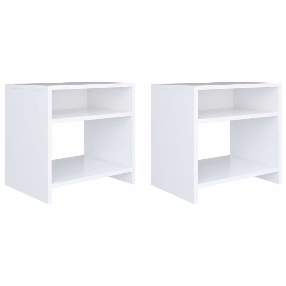 Berkfield Home Set of 2 White Classic Bedside Cabinets in Engineered Wood W/D/H: 40 x 30 x 40 cm – 2