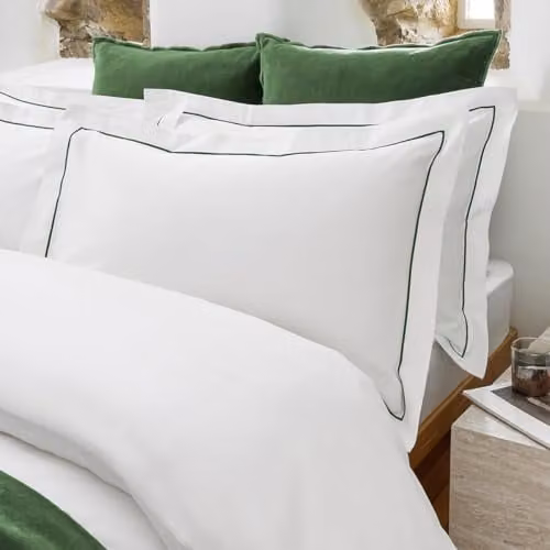 Christy Premium Mako Satin Oxford Pillowcase Pair in Green, 500 Thread Count, W/D/H: 50 x 75 cm