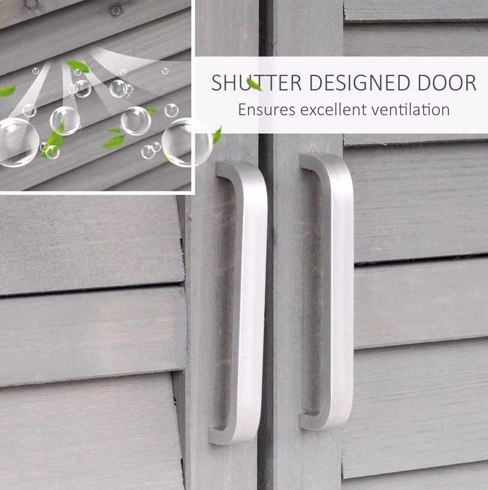 STILVORA Grey Lacquered Garden Storage Cabinet with Roll Shutter and Internal Shelves – 4