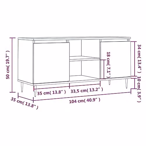 vidaXL Industrial TV Cabinet in Brown, W/D/H: 104 x 35 x 50 cm – 3