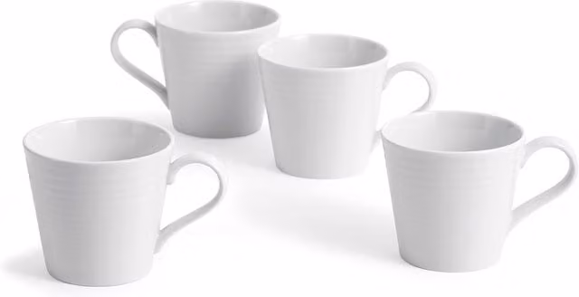 Royal Doulton Gordon Ramsay Maze White Stoneware Mugs, 400 ml, Set of 4 – 1