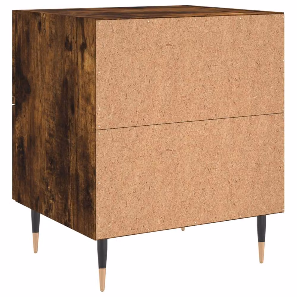 Berkfield Home Set of 2 Modern Bedside Cabinets in Smoked Oak Brown, W/D/H: 40 x 35 x 47.5 cm – 4