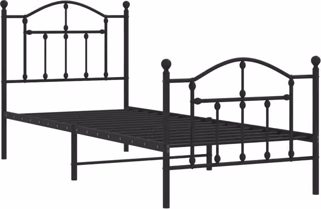 Berkfield Home Metal Bed Frame with Headboard and Footboard in Black, W: 80 cm, L: 200 cm – 1