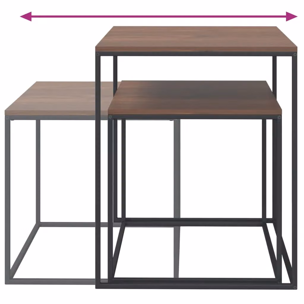 Berkfield Home 2-Piece Nesting Coffee Table Set in Black and Brown with Engineered Wood and Metal Construction – 4