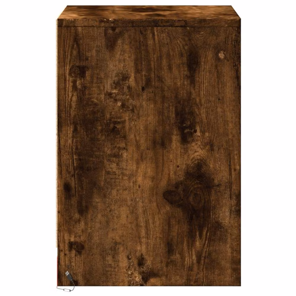 Berkfield Home Bedside Cabinet with Integrated LED Lights in Smoked Oak Brown – 6