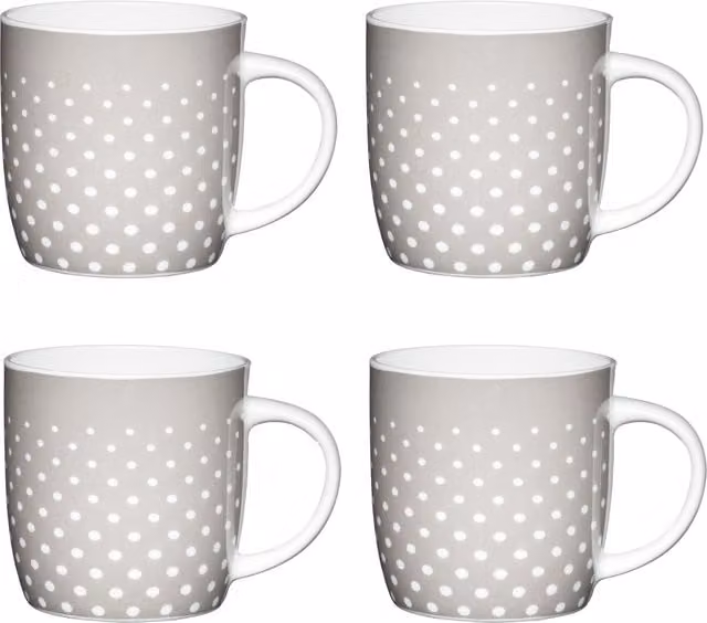 KitchenCraft Set of 4 Grey Dotted Ceramic Stoneware Mugs