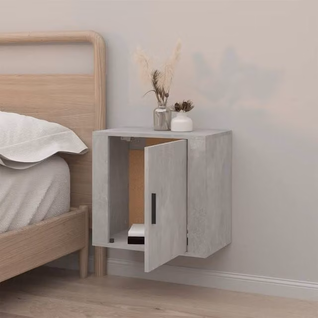 Berkfield Home Elegant Wall-mounted Bedside Cabinet in Concrete Grey, W: 50 cm, D: 30 cm, H: 47 cm – 1
