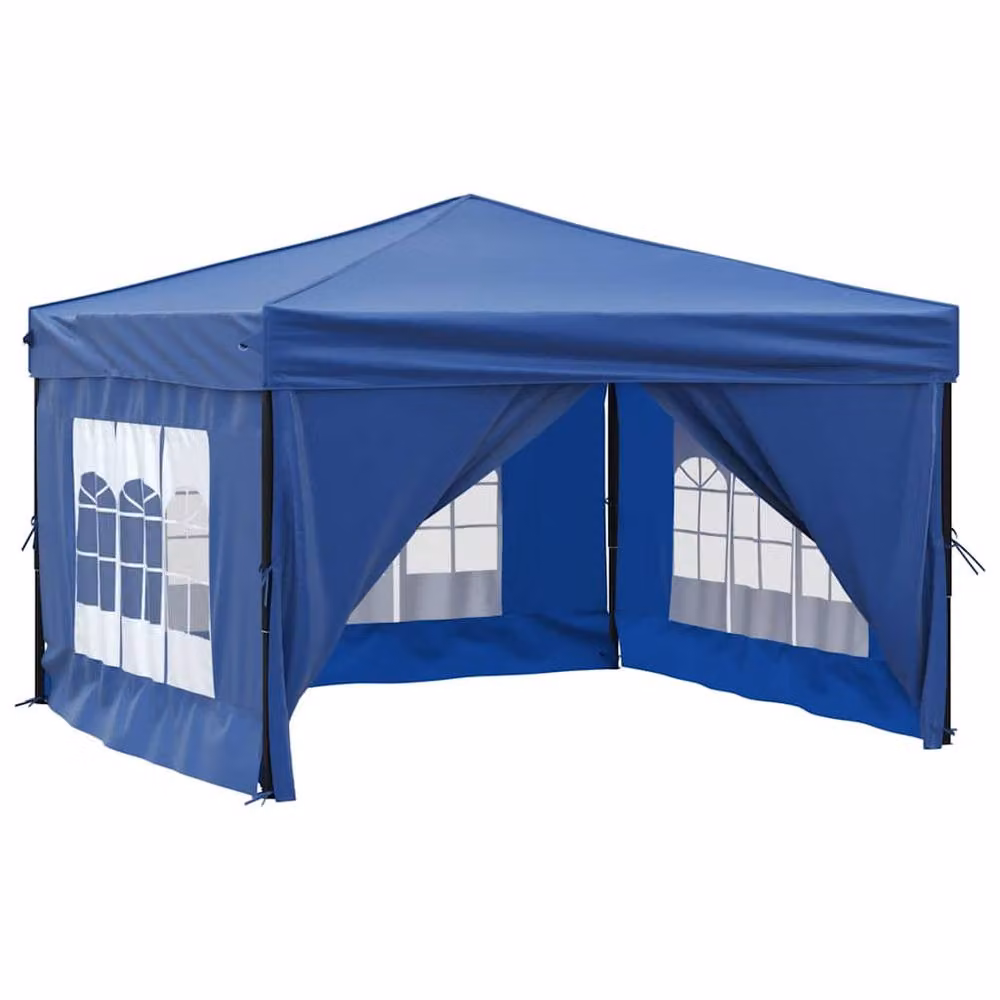 Berkfield Home Blue and Silver Folding Party Tent with Sidewalls and Windows, W: 300 cm, D: 300 cm, H: 245 cm – 3