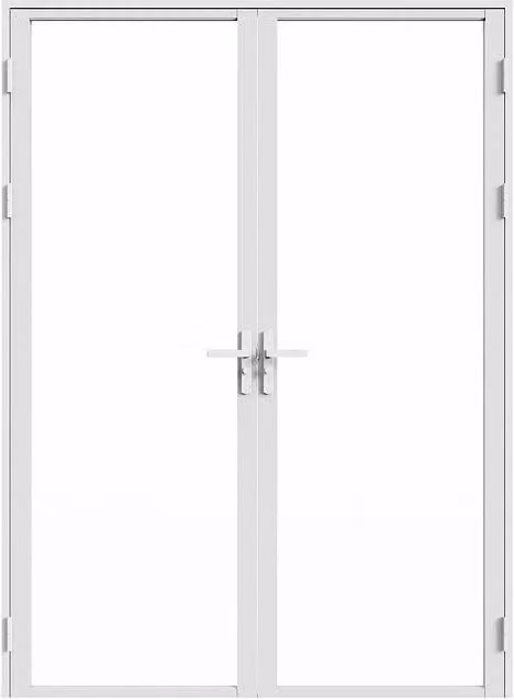 Loxton Reversible Double-Leaf Swing Door Set in White Aluminium and Glass – 1