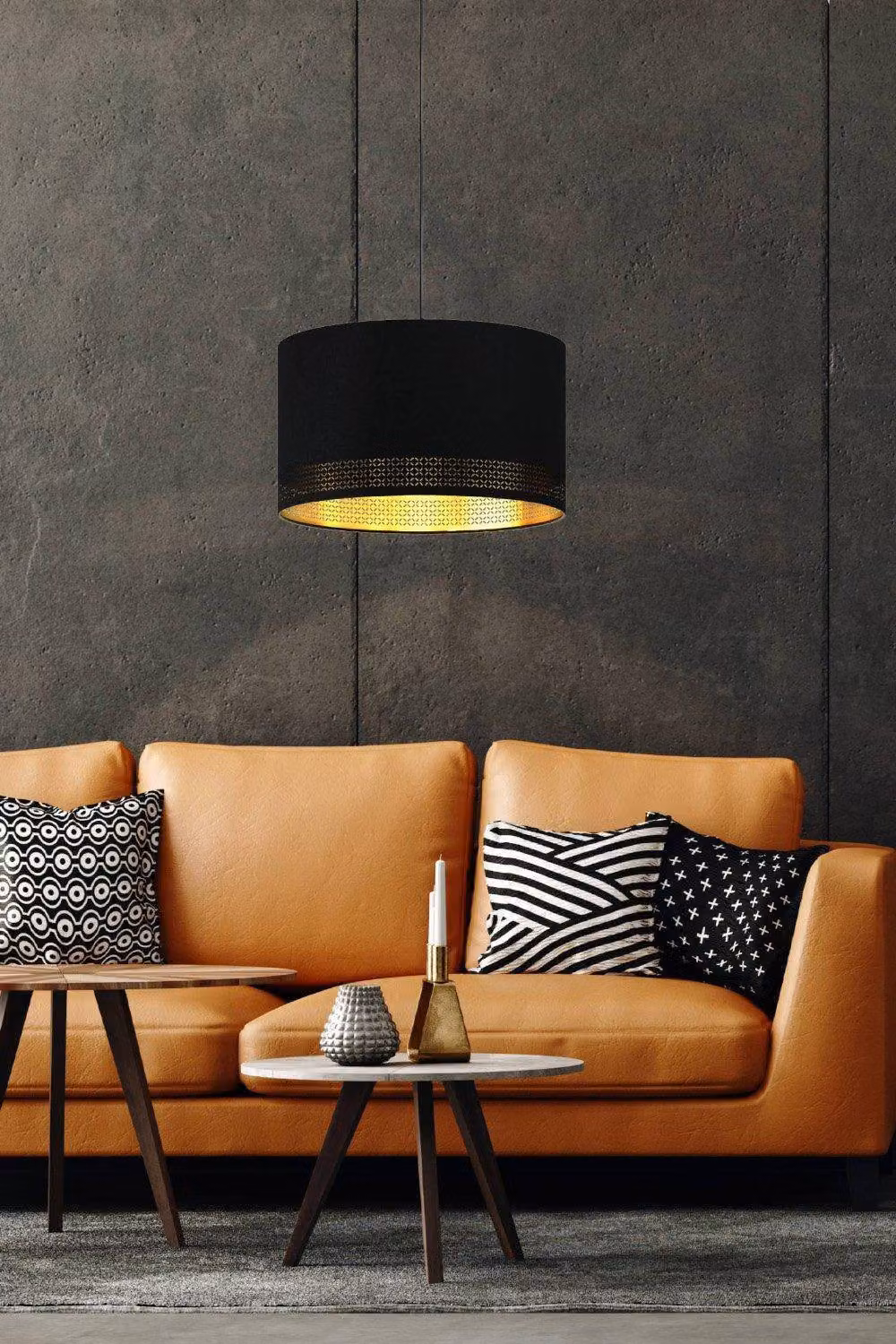 Eglo Esteperra Modern 1 Light Cylinder Ceiling Pendant in Black and Gold/Brass – 2