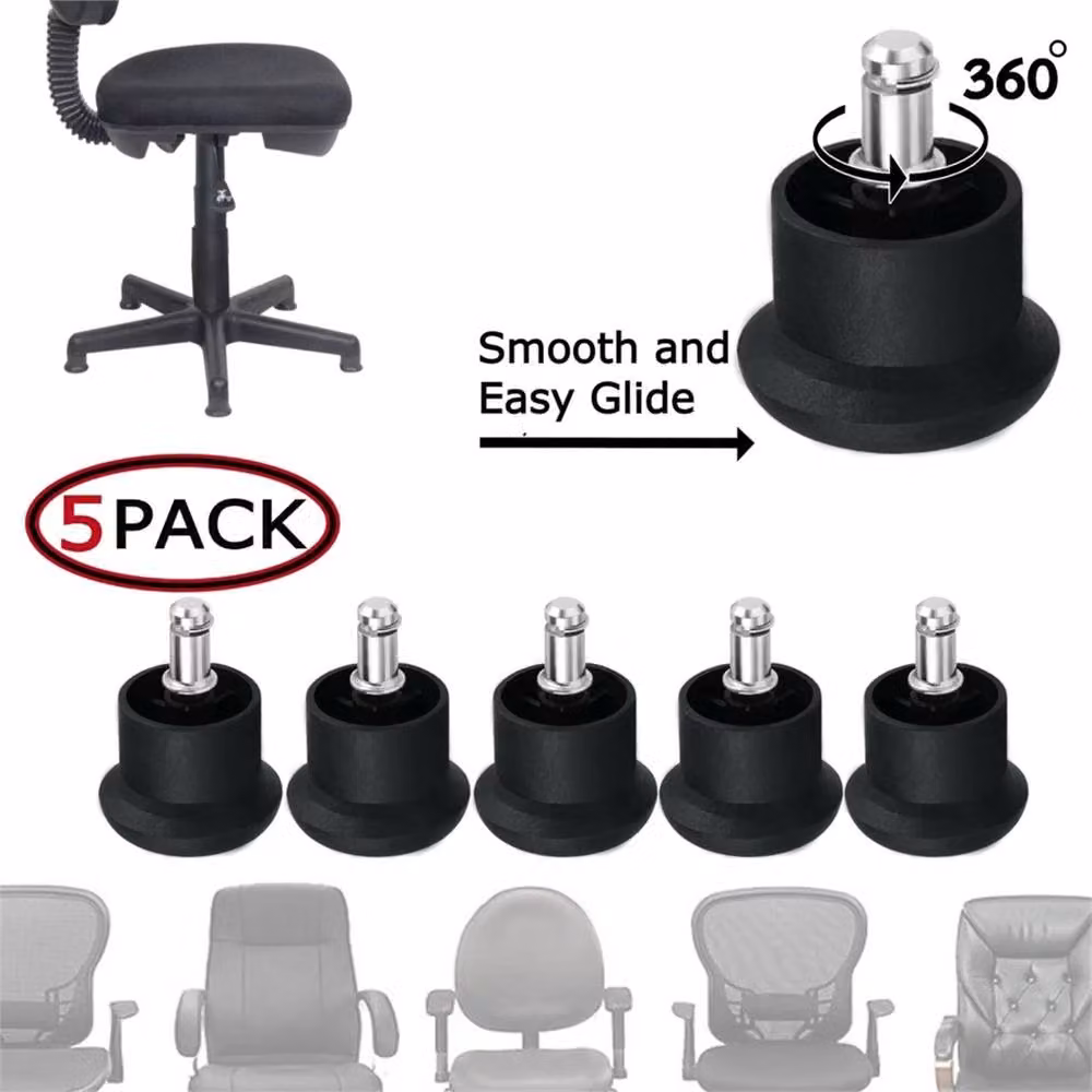 VOGREX Black Office Chair Casters Replacement Desk Wheels with Bell Glides – 6